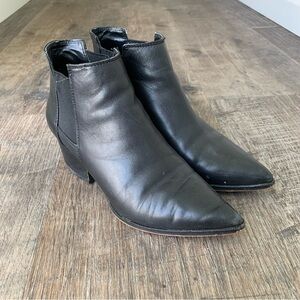 Y2K 90's Steven Steve Madden Macks Black Pointed Toe Leather Ankle Boots